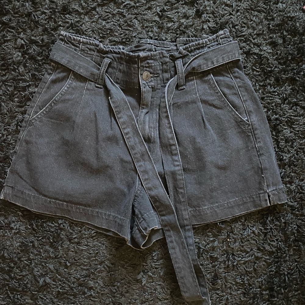 American Eagle Black Denim Shorts with tie